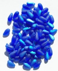 100 5x10mm Transparent Matte Sapphire AB Drop Beads
